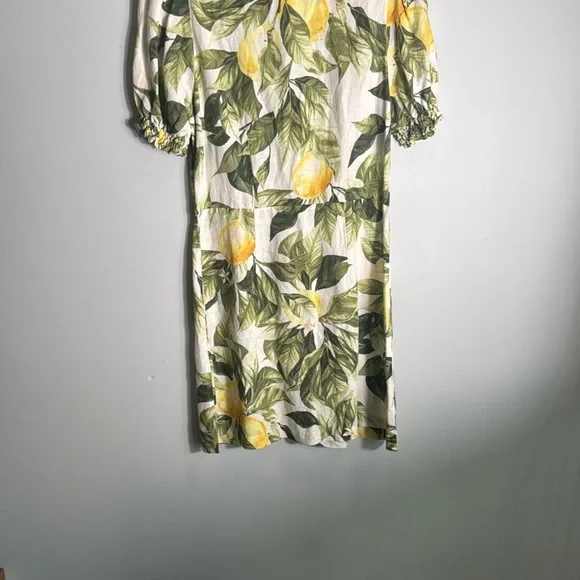 H&M‎ Green and White Puff Sleeve Mini Wrap Dress - Picture 7 of 11